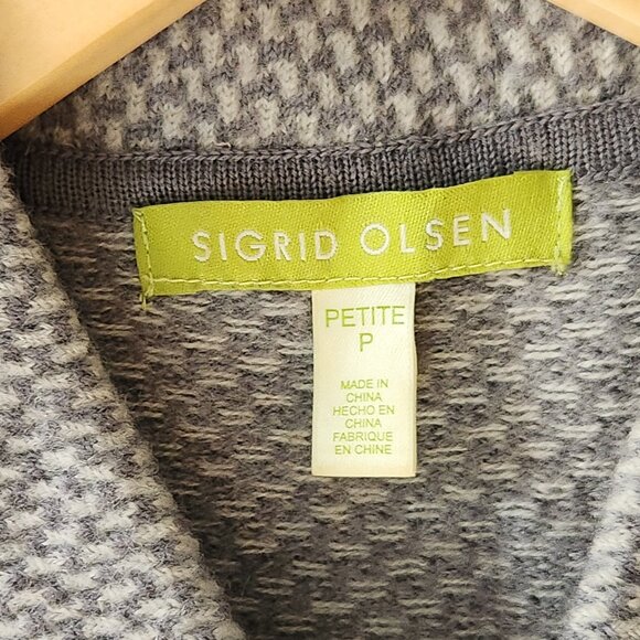 Sigrid Olsen grey wool sequin floral embroidered cardigan sweater shacket jacket - Picture 3 of 11